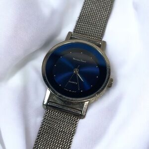 Vintage Tissot Silver Watch Blue Face